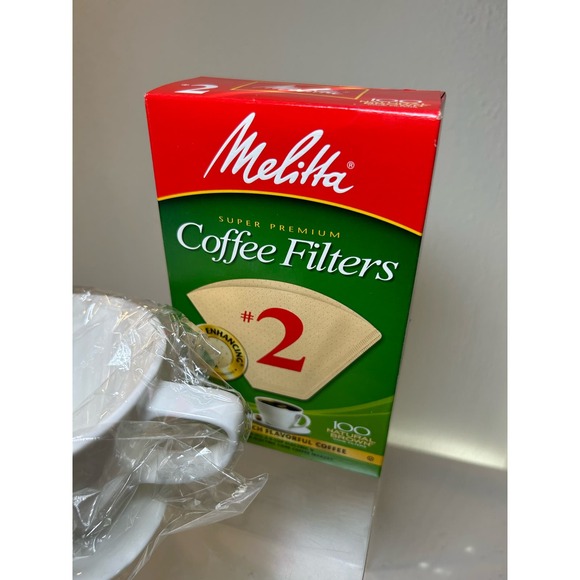 Simply Charmed Pour Over White Ceramic Coffee Dripper with Melitta Brown Filter - Picture 4 of 7